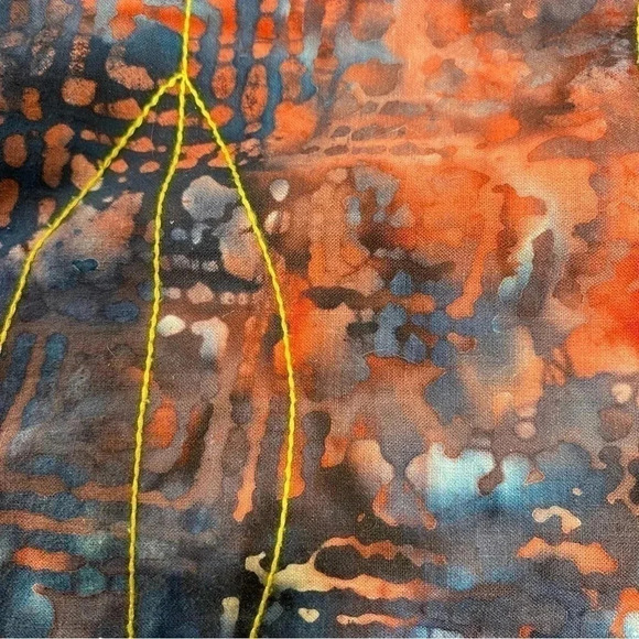 Mother Earth Pillow Cover 12” x 36” Red Blue Batik Embroidery Hook and Loop - Picture 3 of 9